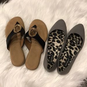 Bundle!!! Black and gold sandals and grey flats